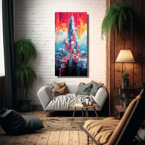 Cuadros Vanguardistas De Arte Mixto Con Cielos 30x60cm-2