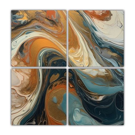Cuatro Telas En Bastidor Inspiración Simétrico 120x120 Cm-0