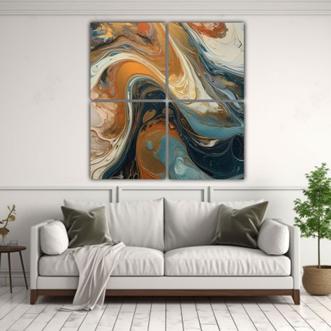 Cuatro Telas En Bastidor Inspiración Simétrico 120x120 Cm-2