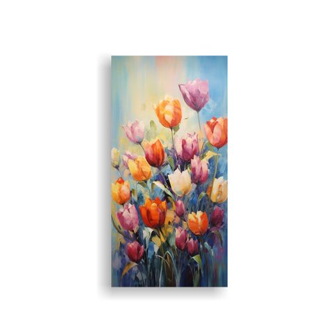 Lienzo Decoración Fantasía Tulipanes En Colores 60x120cm-0