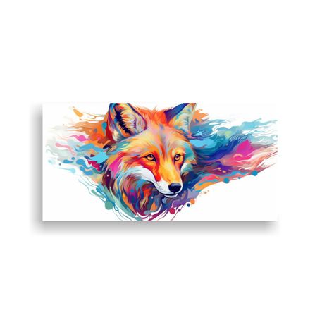 Pintura Exclusiva De Zorro En Colores Prismáticos 60x30cm-0