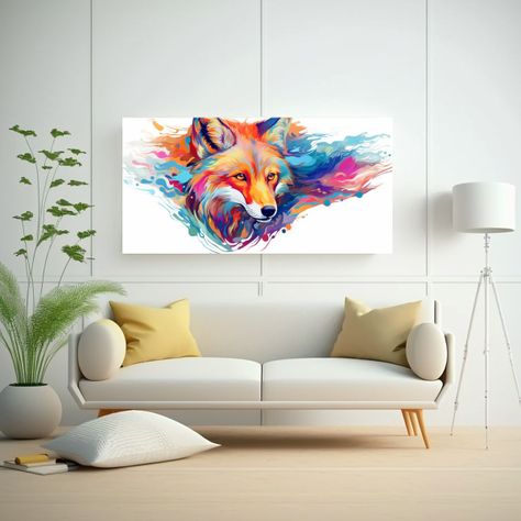 Pintura Exclusiva De Zorro En Colores Prismáticos 60x30cm-2