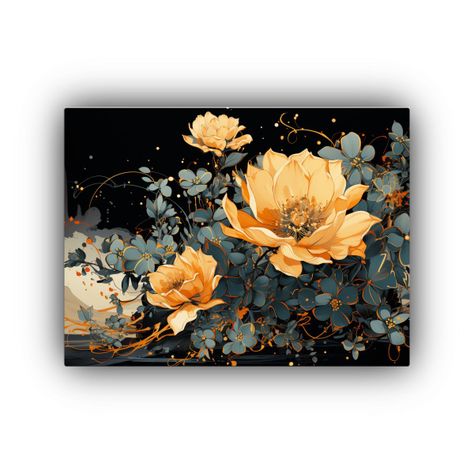 Pinturas De Decoración: Cactus En Dorado Y Negro 90x60cm-0