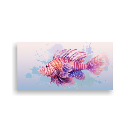 Cuadro Patron Intenso Leon Peces En Tonos Malva 140x70cm-0