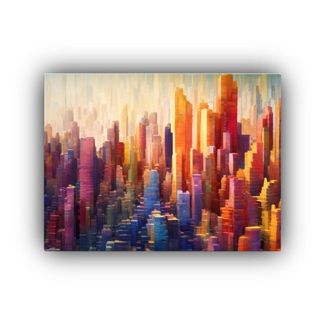 Pinturas Abstractas De Una Ciudad Increíblemente Colorida. 30x20cm-0