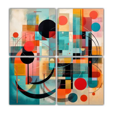 Cuadros Abstractos Modernos Con Patrones Intensos 200x200 Cm-0