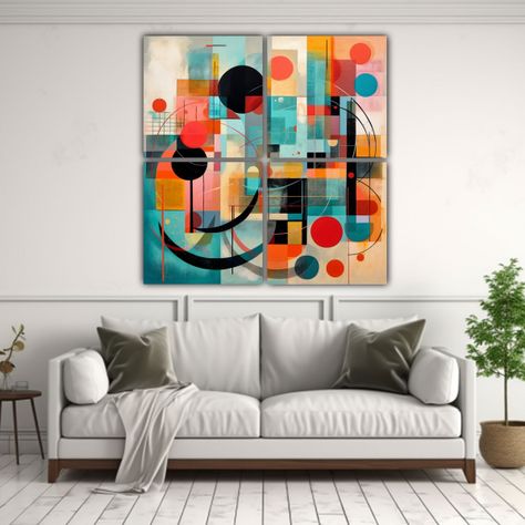 Cuadros Abstractos Modernos Con Patrones Intensos 200x200 Cm-2