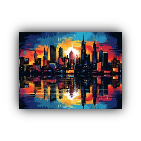 Lienzo Tela Stepanyan Walpi Ciudad EE. UU. Skyline Pop Art 30x20cm-0