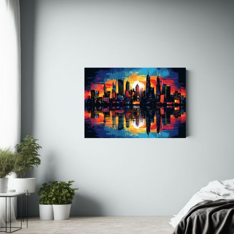 Lienzo Tela Stepanyan Walpi Ciudad EE. UU. Skyline Pop Art 30x20cm-2