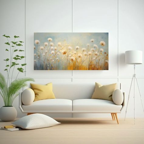 Pintura Abstracta De Diente De León En Acuarela E 40x20cm-2