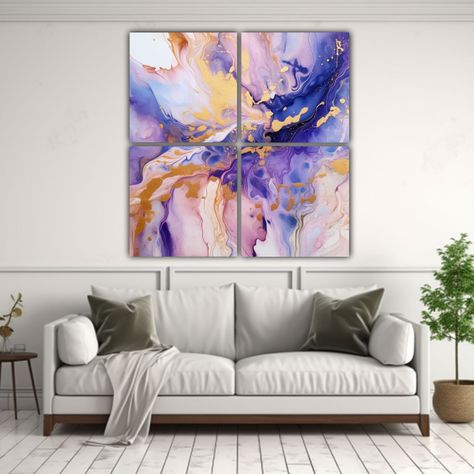 Cuatro Telas En Bastidor Abstracción Fantástico 200x200 Cm-2