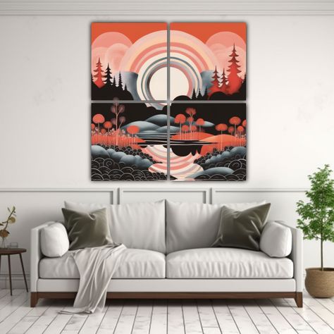 Cuatro Composición Creativa Esquema Amanecer 180x180 Cm-2