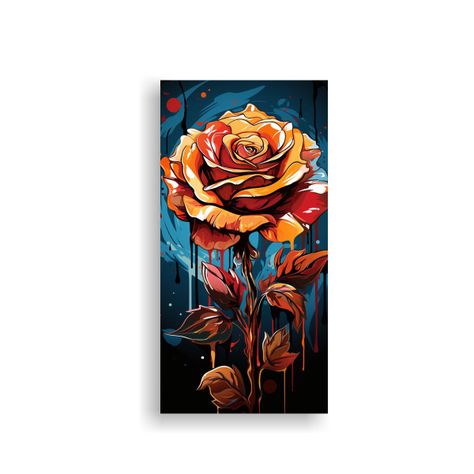 Pintura Abstracta De Rosa Con Colores Vibrantes | 20x40cm-0
