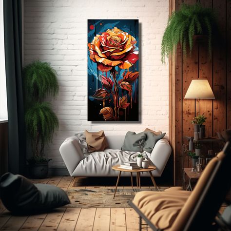 Pintura Abstracta De Rosa Con Colores Vibrantes | 20x40cm-2