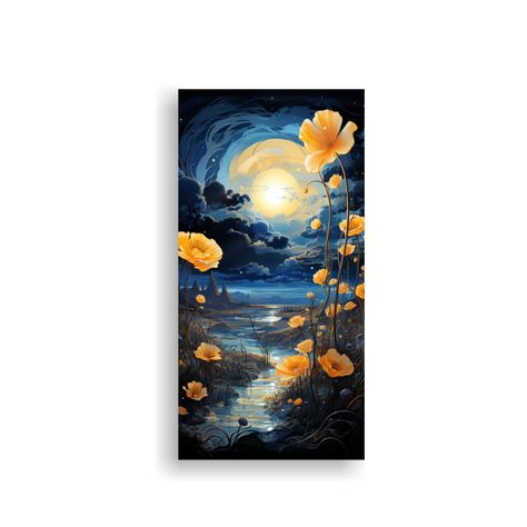 Cuadro Decoración Composición Flores Amarillas 80x160cm-0