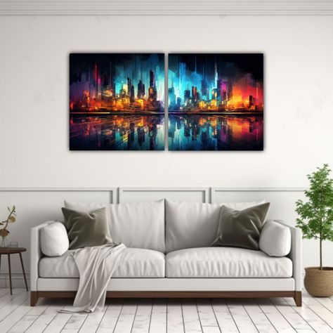 Pinturas Decorativas Del Baño De La Ciudad 100x50 Cm-2