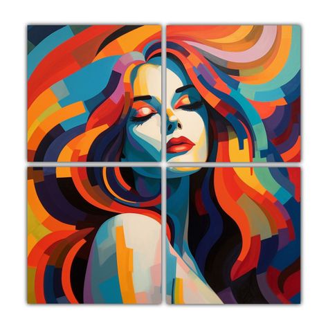 Cuadro Temático Para Comedor: Mujer Con Cabello 80x80 Cm-0
