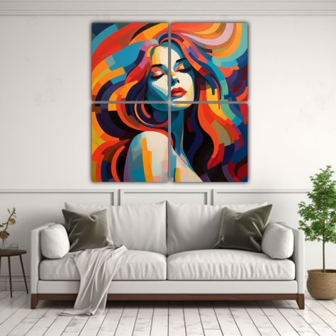 Cuadro Temático Para Comedor: Mujer Con Cabello 80x80 Cm-2