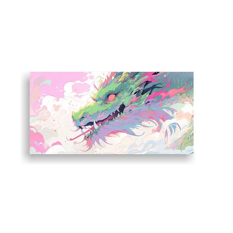 Cuadro Concepto Mágico: Dragón En Tonos Pastel, 40x20cm-0