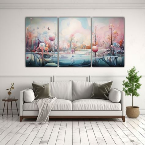 Pinturas Abstractas Surrealistas En Lienzo Set 2 150x75 Cm-2