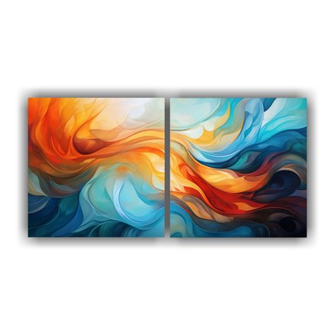 Pinturas Decorativas Set 2 Artes Moderno Diseño 100x50 Cm-0