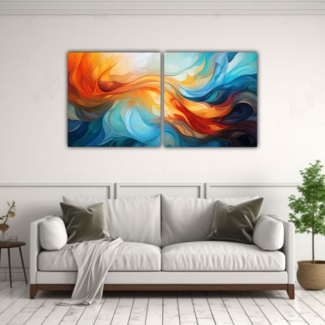 Pinturas Decorativas Set 2 Artes Moderno Diseño 100x50 Cm-2
