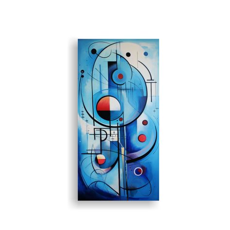 Pintura Abstracta Azul En Bastidor Estilo Estrella 80x160cm-0