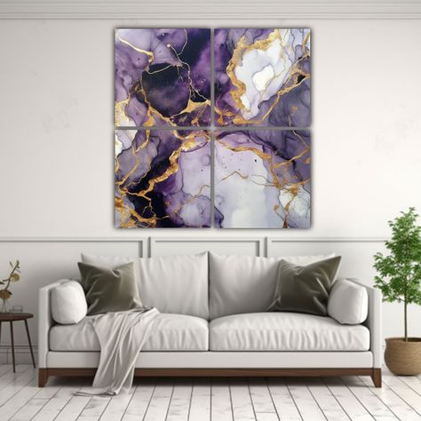 Pinturas De Pared De Mármol En Textura De Lila 140x140 Cm-2