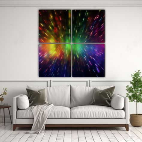 Cuadro Abstracto De 4 Lienzos Con Diseño Moderno 200x200 Cm-2