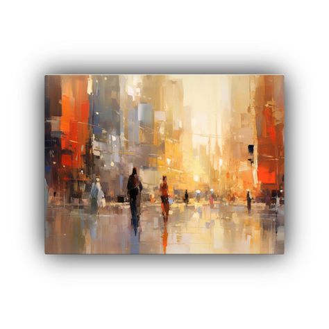 Cuadro Abstracto De Ciudad Para Decoración De Baño. 65x50cm-0