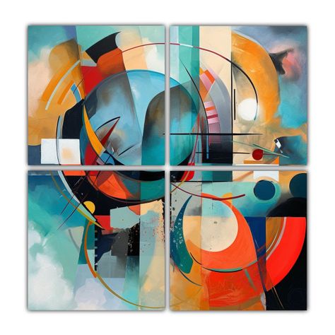 Pinturas De Decoración Abstractas Cuatro Canvas 200x200 Cm-0