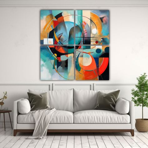 Pinturas De Decoración Abstractas Cuatro Canvas 200x200 Cm-2