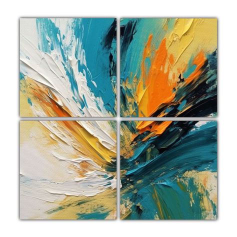 Pintura Abstracta Moderna En Bastidor Cuatro 200x200 Cm-0