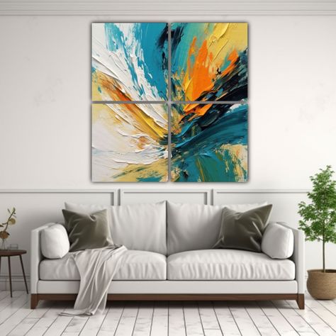 Pintura Abstracta Moderna En Bastidor Cuatro 200x200 Cm-2