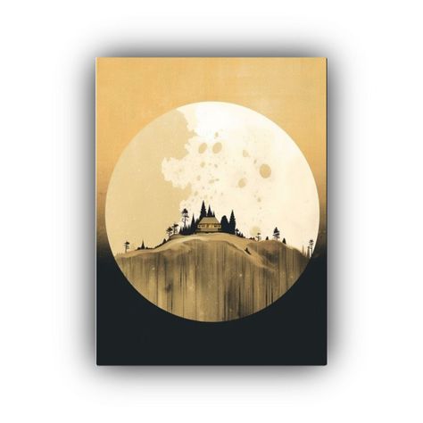 Pinturas Decorativas Estilo Icónico: Luna De Oro En El Arte 80x120cm-0