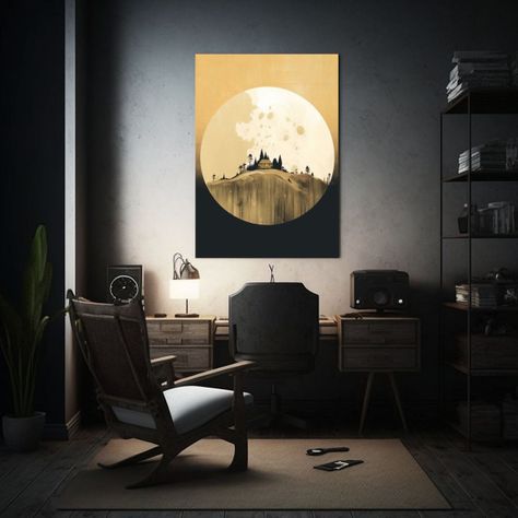 Pinturas Decorativas Estilo Icónico: Luna De Oro En El Arte 80x120cm-2