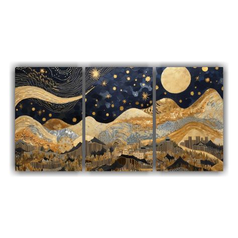 Set 3 Telas En Bastidor Vanguardia Estilo Pintura 150x75 Cm-0