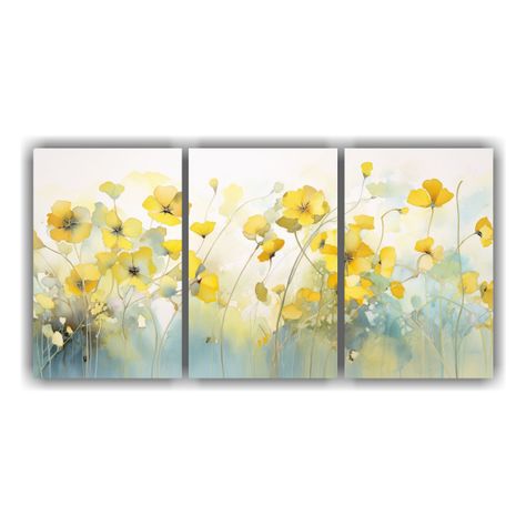 Set 3 Pinturas Abstractas De Cuadro De Colores 90x45 Cm-0