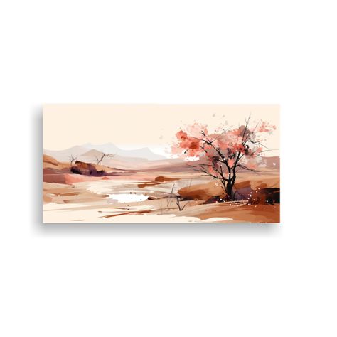 Cuadro Primaveral Paisaje Con Colores Marrones Est 80x40cm-0