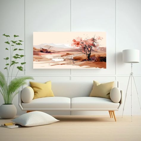 Cuadro Primaveral Paisaje Con Colores Marrones Est 80x40cm-2