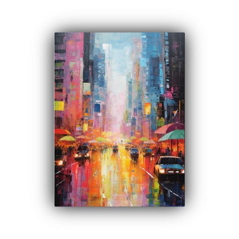 Cuadro Decoración Simetría Pintura Abstracta De Una Calle  30x45cm-0