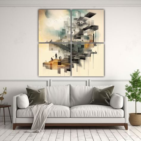 Cuadros Modernos Abstractos De Cultura, Escaleras 200x200 Cm-2