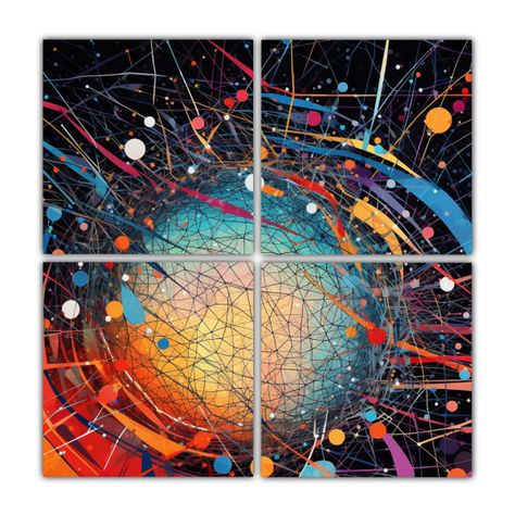 Cuatro Telas Abstractas En Relieve Con Colores 200x200 Cm-0