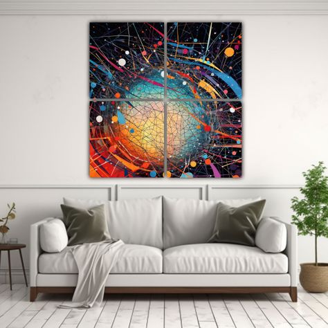 Cuatro Telas Abstractas En Relieve Con Colores 200x200 Cm-2