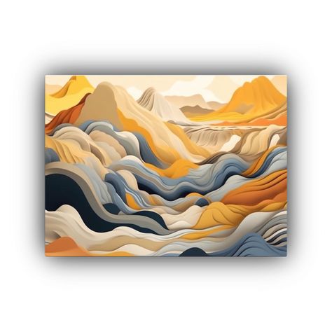Cuadro Decorativo Con Tema De Montañas, Ríos Y Volcán En  90x60cm-0