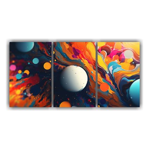 Set 3 Lienzos Patron Intenso Simple: Pinturas 180x90 Cm-0
