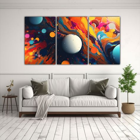 Set 3 Lienzos Patron Intenso Simple: Pinturas 180x90 Cm-2