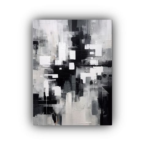 Arte De Pared Abstracto En Blanco Y Negro Para Baño 30x45cm-0