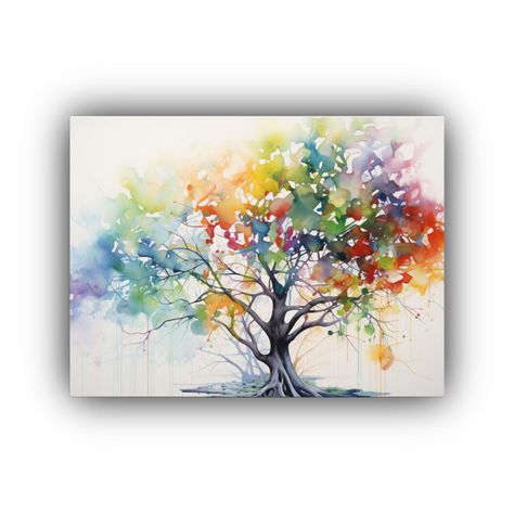 Lienzo De Tela Temática Eucalipto Arcoíris 30x20cm-0