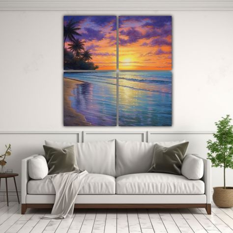 Pinturas Decorativas De 4 Lienzos Colores 200x200 Cm-2